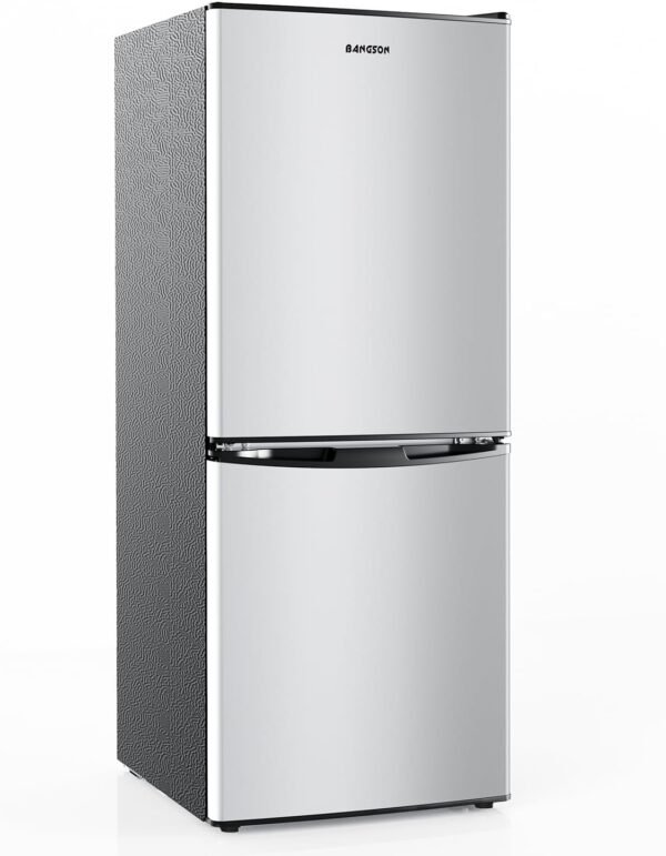 BANGSON Small Refrigerator with Freezer, 4.0 Cu.Ft, Small Fridge with Freezer, 2 Door, with Bottom Freezer, Compact Refrigerator for Apartment Bedroom Dorm and Office, Silver - Image 2