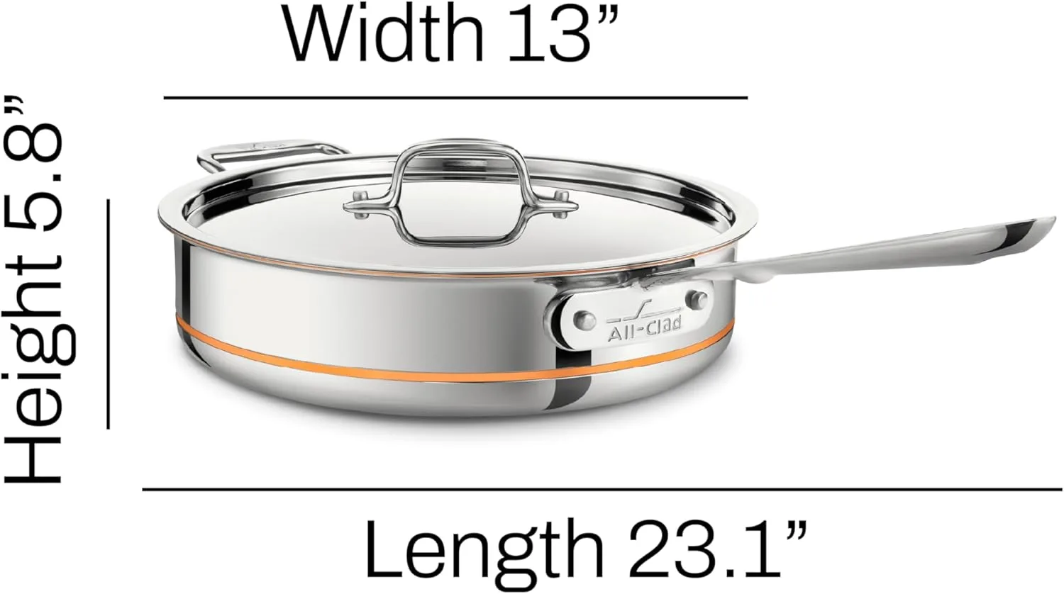 All-Clad Copper Core 5-Ply Stainless Steel Sauté Pan with Steel Lid 5 Quart Induction Oven Broiler Safe 600F Pots and Pans, Cookware Silver - Image 12