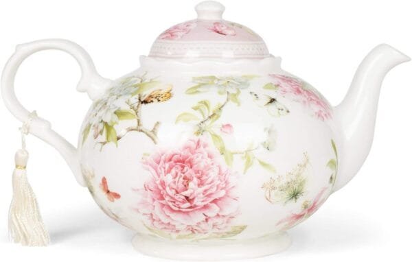 Delton Products 8150-6 Porcelain Tea Pot, Pink Peony, 9.5 x 5.6 inch - Image 2