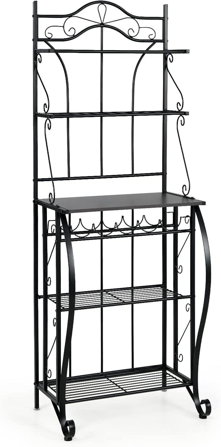 Giantex Bakers Rack with Storage - 6 Tier Kitchen Microwave Stand with 5 Wine Bottles Rack, Standing Metal Organizer Shelf for Dining Room - Image 10