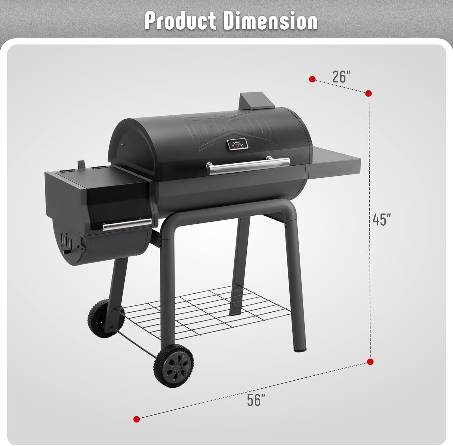 BBQ Charcoal Grill with Offset Smoker Grill and Side Table, 30-In Heavy-Duty Outdoor BBQ Grill with 832 Sq. In. Cooking Space for Outdoor Barbecue in Backyard, Patio and Parties, Black - Image 3