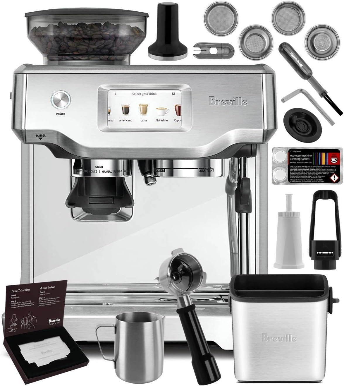 Breville Barista Touch BES880BSS Stainless Steel Espresso Machine w/Touchscreen Controls + Built-In Grinder + Knock Box Mini - Image 2