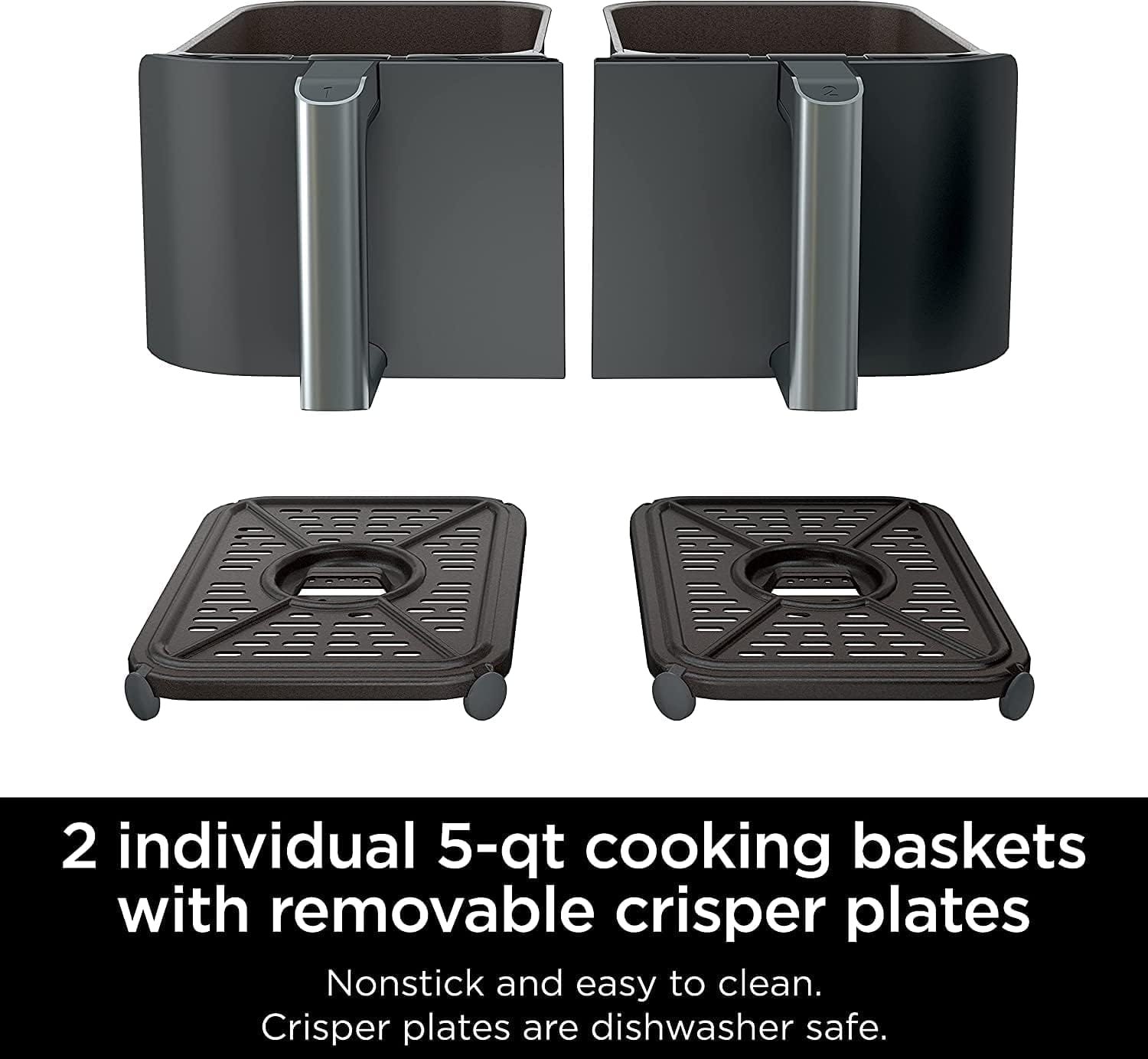 Ninja DZ401 Foodi 6-in-1 10-qt. 2-Basket Air Fryer with DualZone Technology, Grey (Renewed) AD350CO - Image 5