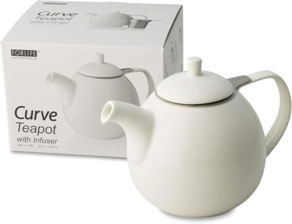 FORLIFE Curve Teapot with Infuser, 45-Ounce, White - Image 5