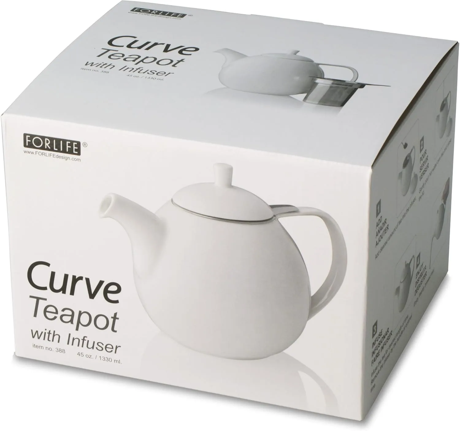 FORLIFE Curve Teapot with Infuser, 45-Ounce, White - Image 6