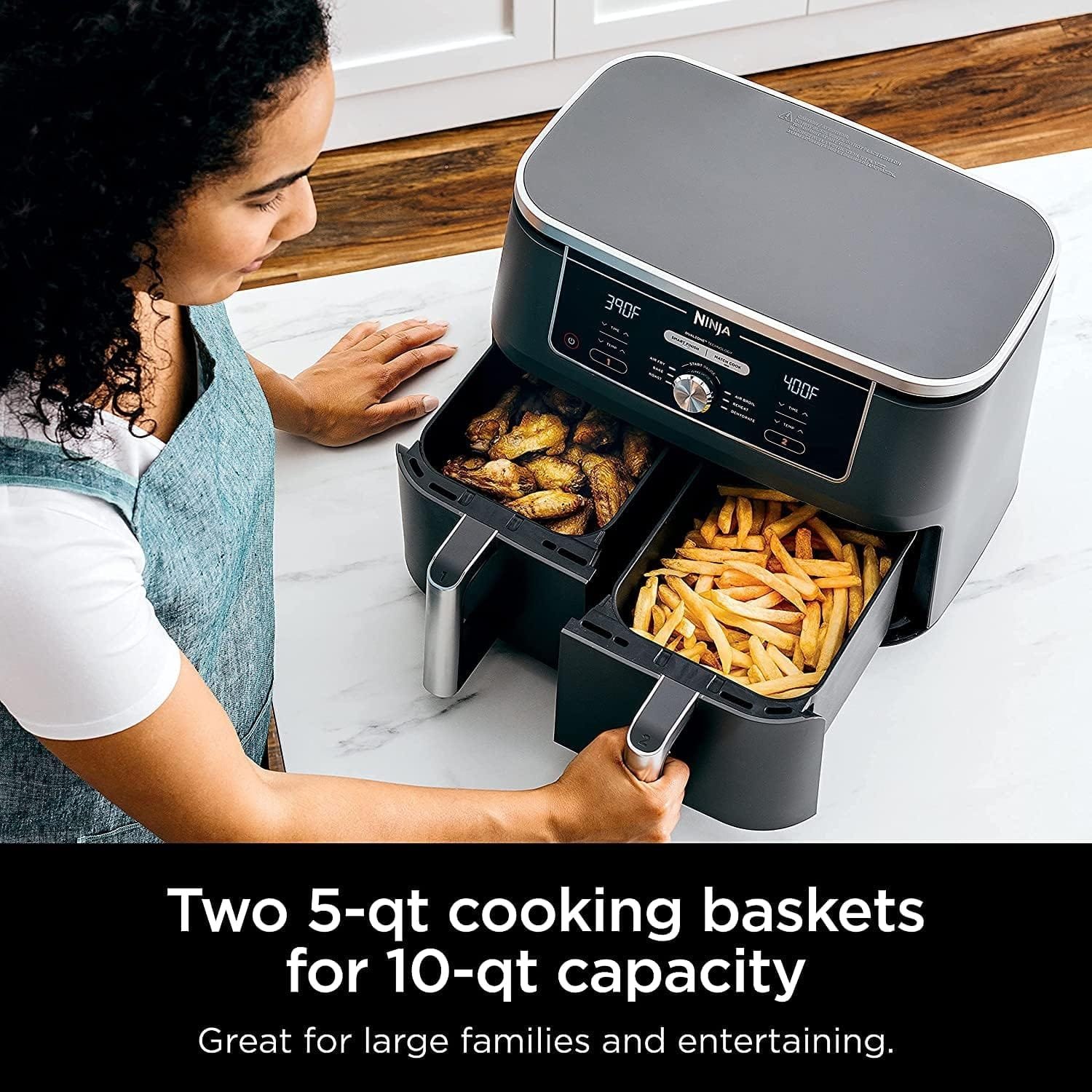 Ninja DZ401 Foodi 6-in-1 10-qt. 2-Basket Air Fryer with DualZone Technology, Grey (Renewed) AD350CO - Image 8
