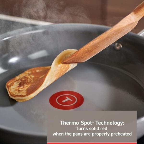 T-fal Ceramic Excellence Reserve Ceramic Nonstick Cookware Set 10 Piece Induction Oven Broiler Safe 500F Pots and Pans Grey - Image 5